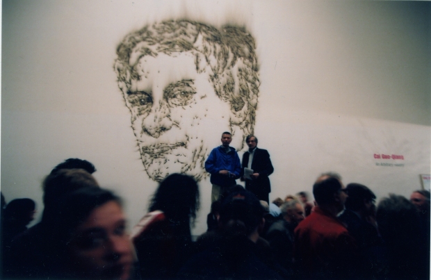Inheritance: Exploding Jan Hoet’s Portrait (explosion event), realized at S.M.A.K, Belgium, March 28, 2003, approximately 10 seconds Photo by Dirk Pauwels, courtesy S.M.A.K. Museum of Contemporary Art